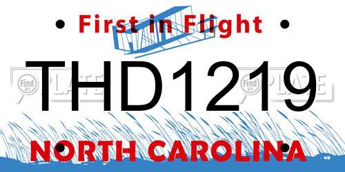THD1219 North Carolina License Plate