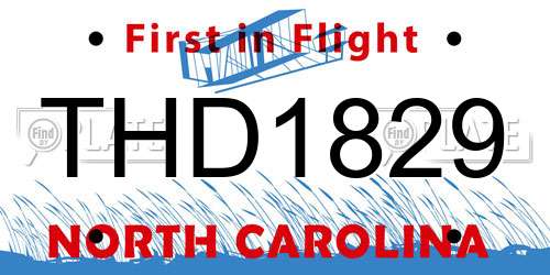 THD1829 North Carolina License Plate