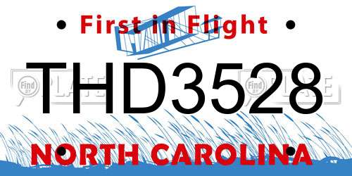 THD3528 North Carolina License Plate