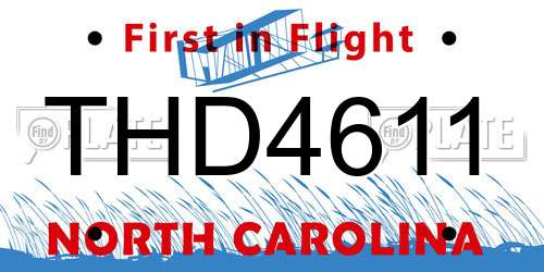 THD4611 North Carolina License Plate