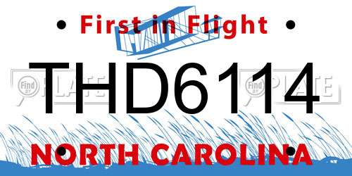 THD6114 North Carolina License Plate