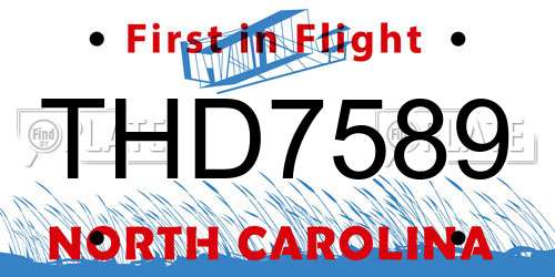 THD7589 North Carolina License Plate