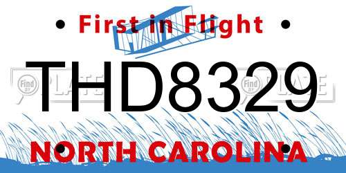 THD8329 North Carolina License Plate