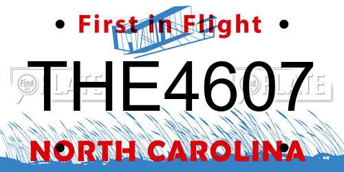 THE4607 North Carolina License Plate