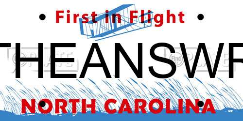 THEANSWR North Carolina License Plate