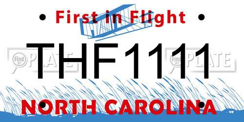 THF1111 North Carolina License Plate