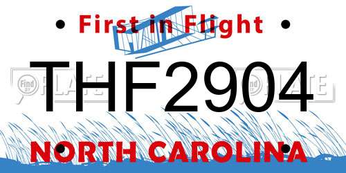THF2904 North Carolina License Plate