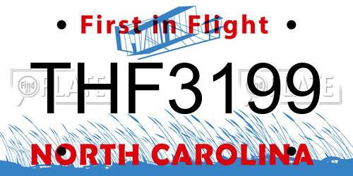 THF3199 North Carolina License Plate