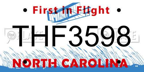 THF3598 North Carolina License Plate
