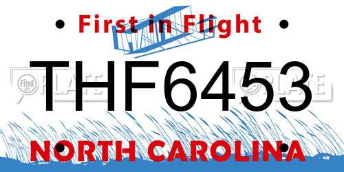 THF6453 North Carolina License Plate