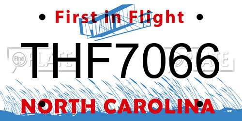 THF7066 North Carolina License Plate