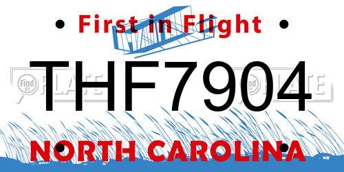 THF7904 North Carolina License Plate