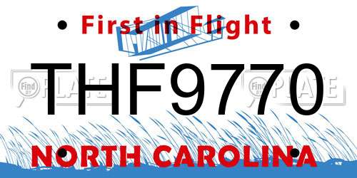 THF9770 North Carolina License Plate