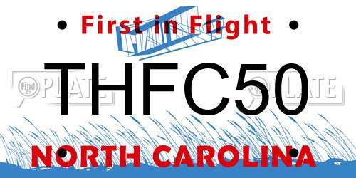 THFC50 North Carolina License Plate