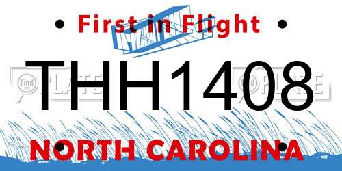 THH1408 North Carolina License Plate