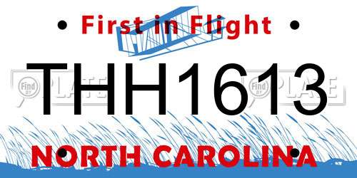 THH1613 North Carolina License Plate
