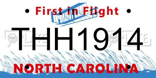THH1914 North Carolina License Plate