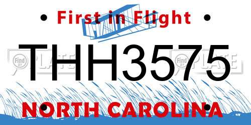 THH3575 North Carolina License Plate