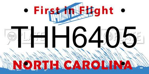 THH6405 North Carolina License Plate