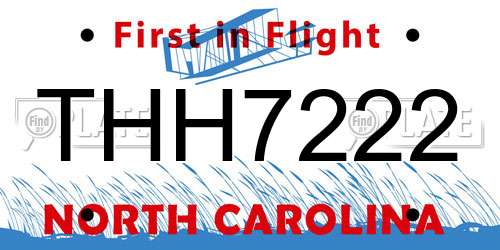 THH7222 North Carolina License Plate