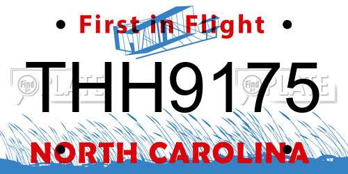 THH9175 North Carolina License Plate