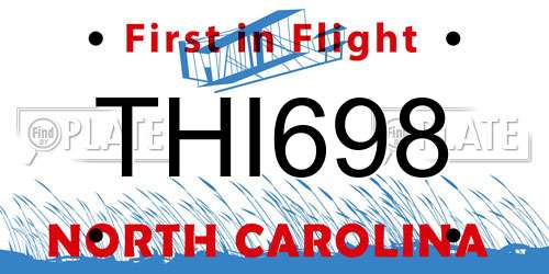 THI698 North Carolina License Plate