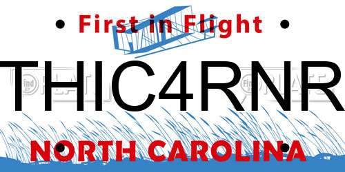 THIC4RNR North Carolina License Plate