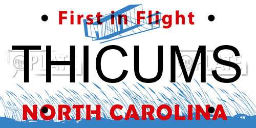 THICUMS North Carolina License Plate