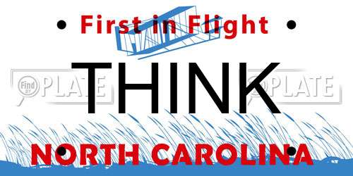 THINK North Carolina License Plate