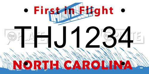 THJ1234 North Carolina License Plate
