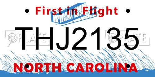 THJ2135 North Carolina License Plate