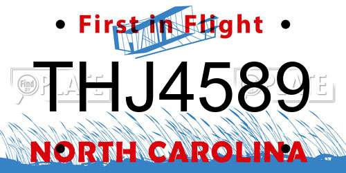 THJ4589 North Carolina License Plate