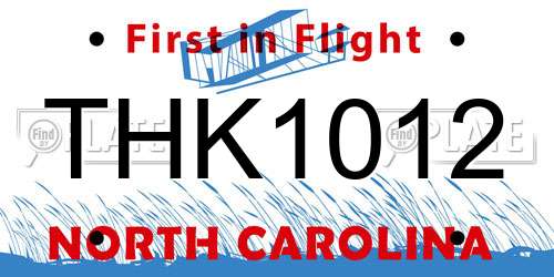 THK1012 North Carolina License Plate