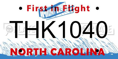 THK1040 North Carolina License Plate