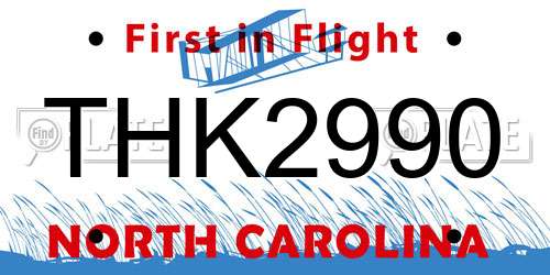 THK2990 North Carolina License Plate