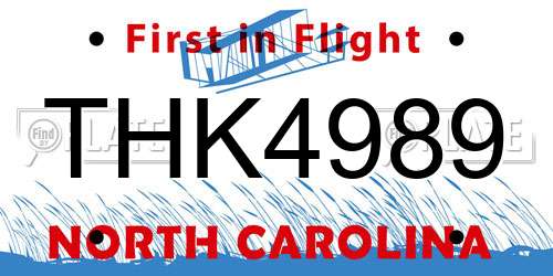 THK4989 North Carolina License Plate