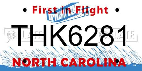 THK6281 North Carolina License Plate