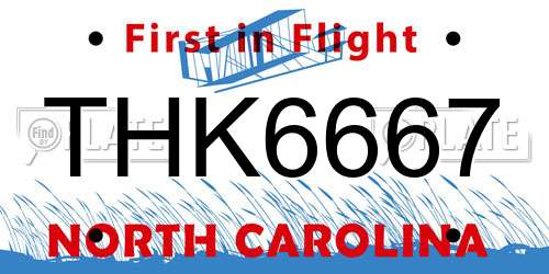 THK6667 North Carolina License Plate