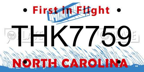 THK7759 North Carolina License Plate