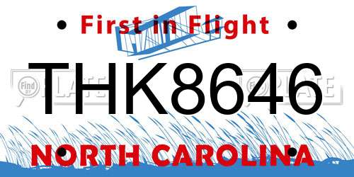 THK8646 North Carolina License Plate