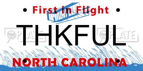 THKFUL North Carolina License Plate