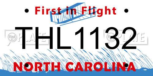 THL1132 North Carolina License Plate