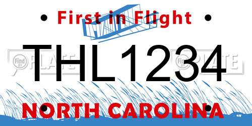 THL1234 North Carolina License Plate