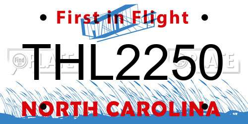 THL2250 North Carolina License Plate