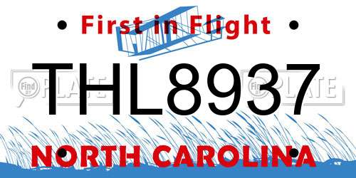 THL8937 North Carolina License Plate