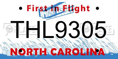 THL9305 North Carolina License Plate