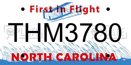 THM3780 North Carolina License Plate