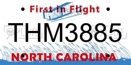 THM3885 North Carolina License Plate