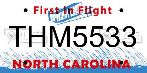 THM5533 North Carolina License Plate