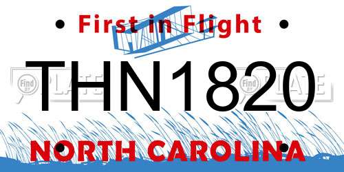 THN1820 North Carolina License Plate